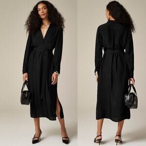 NEW J. Crew Bungalow Dress Drapey Viscose Twill Black XS Quiet Luxury Minimalist